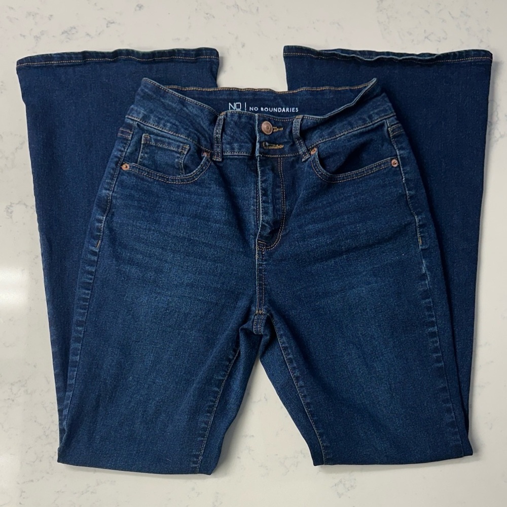 No Boundaries Women's Dark Blue Flare Jeans
